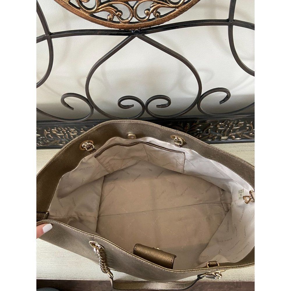 Calvin Klein Gold Metallic Tote - Picture 3 of 5
